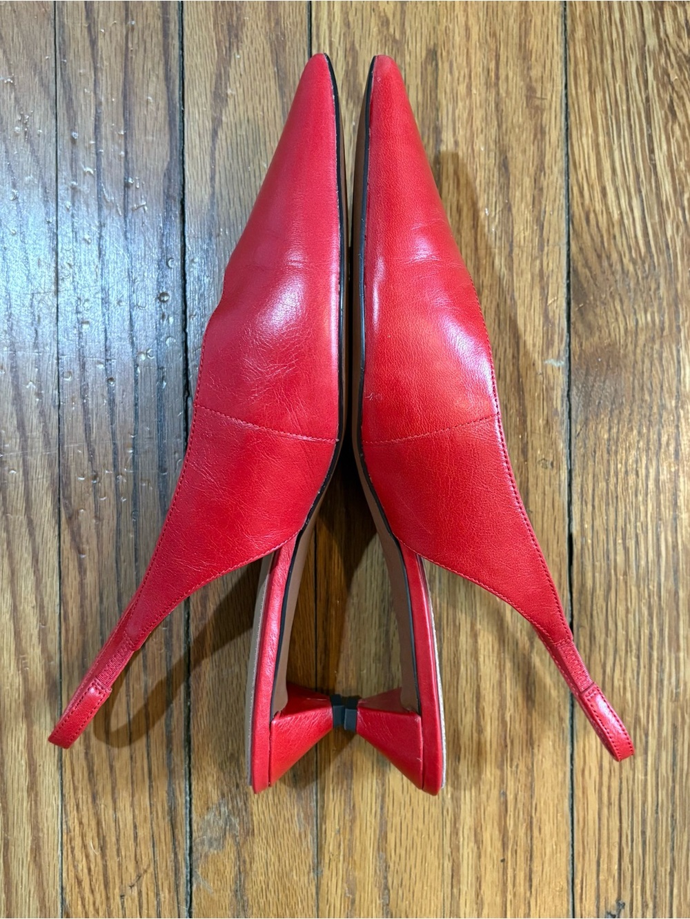 Madewell ‘Bandana Red’ Slingback Leather Kitten Heels - Size 10 - Picture 4 of 6